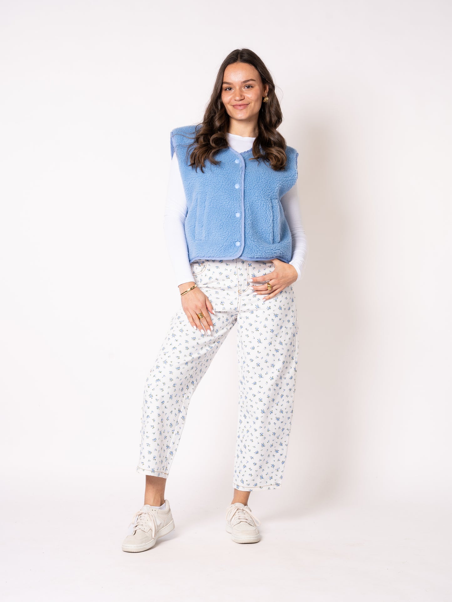 Wide Leg Balloon Jeans White Bloom