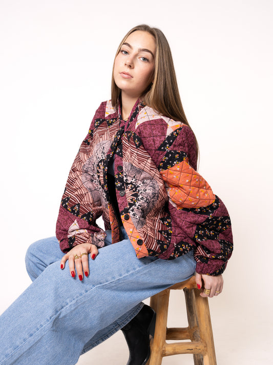 Morning Sun Boho Stepp Bomber - Bordeaux