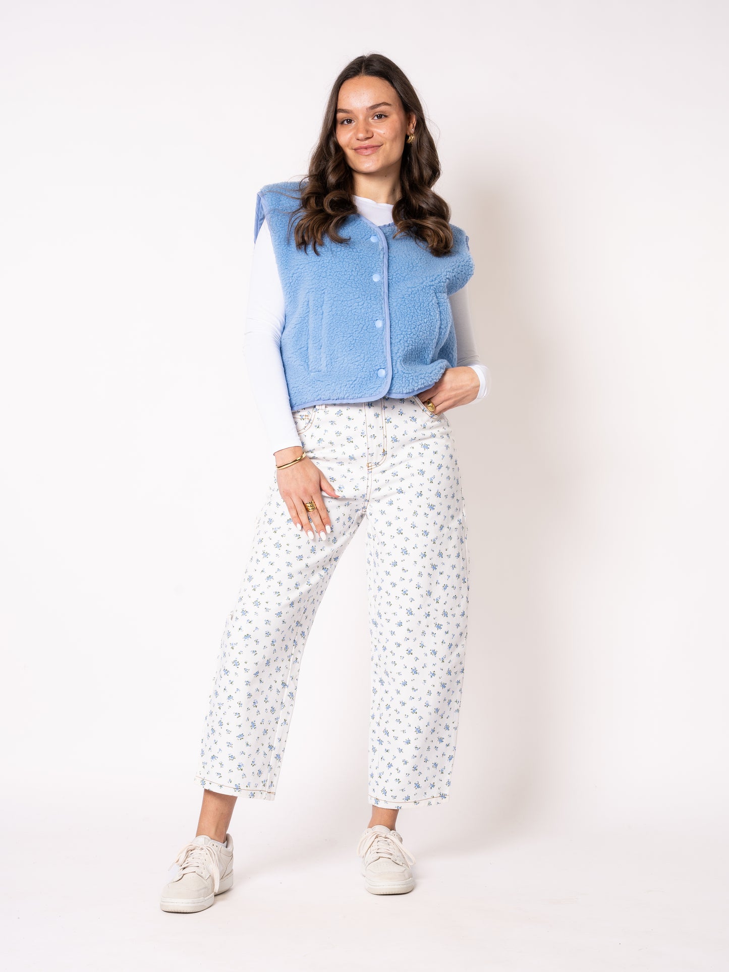 Wide Leg Balloon Jeans White Bloom