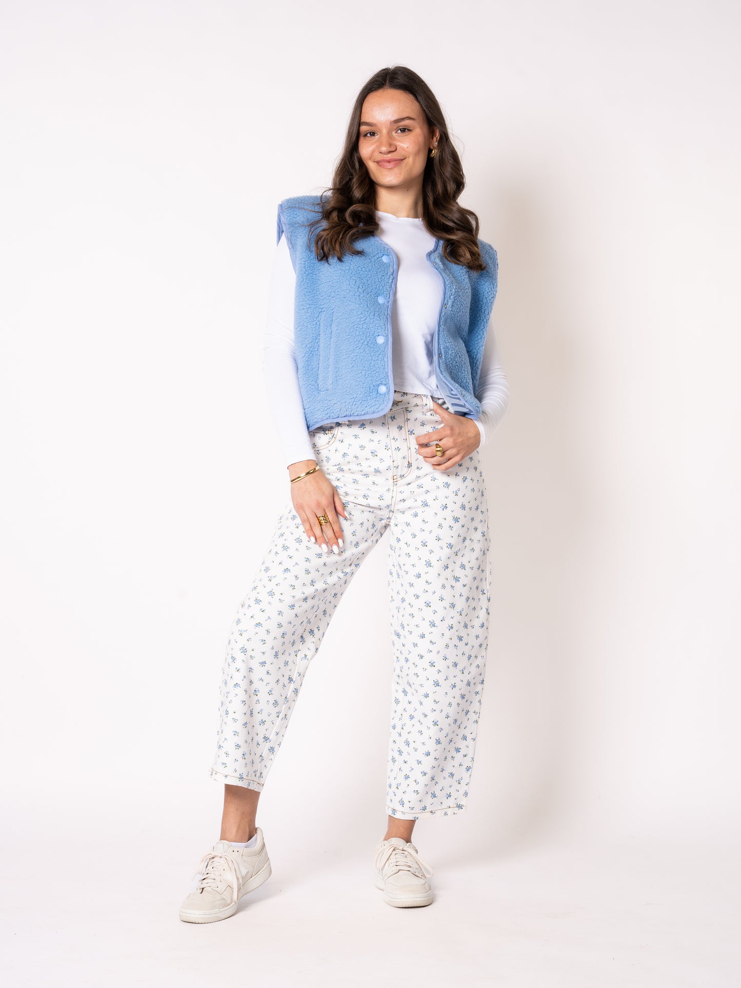 Wide Leg Balloon Jeans White Bloom