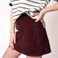 Velvet Mini Skirt - Bordeaux