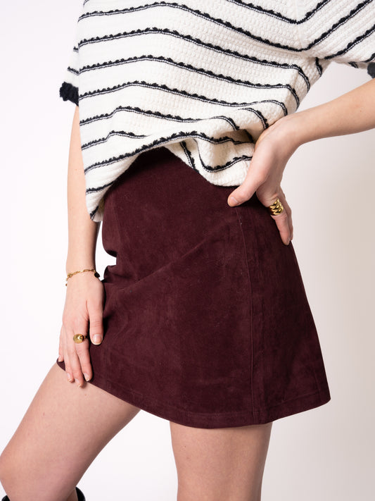 Velvet Mini Skirt - Bordeaux