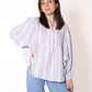 LUCKY DEAL 1235 Musselinbluse Luna Wide Stripes - Flieder mit Weiß - vom Umtausch ausgeschlossen -