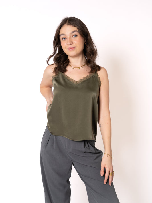 Satin Top Juliet - Khaki