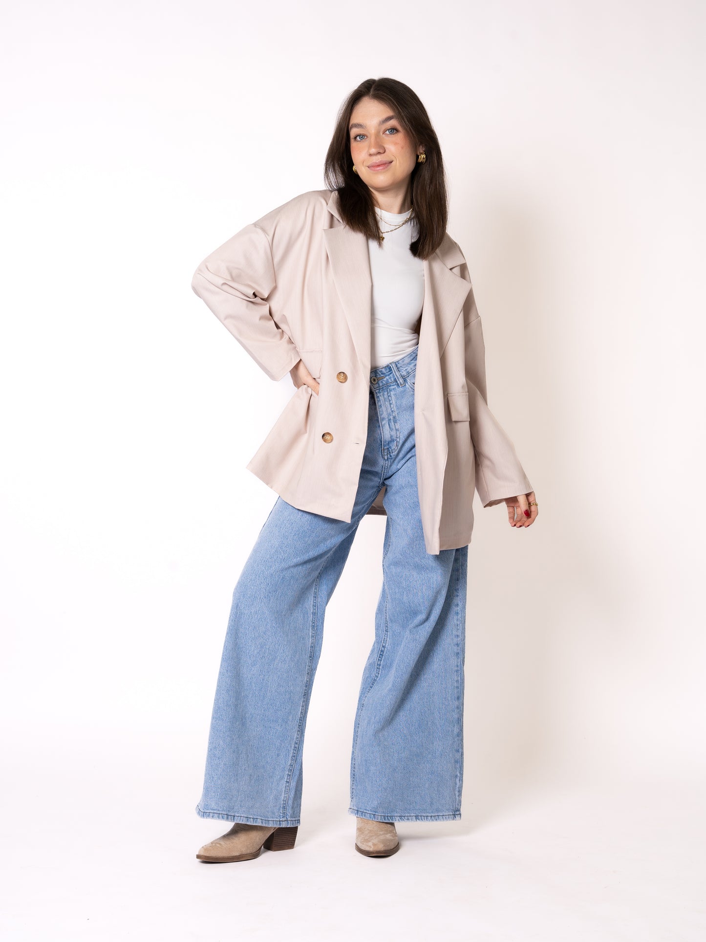 Classy Oversize Blazer - Creme