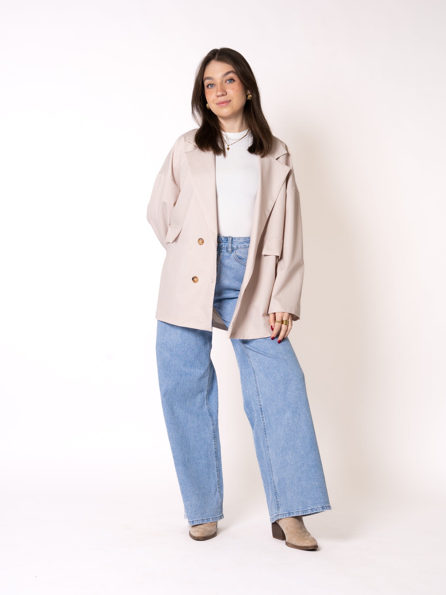 Classy Oversize Blazer - Creme