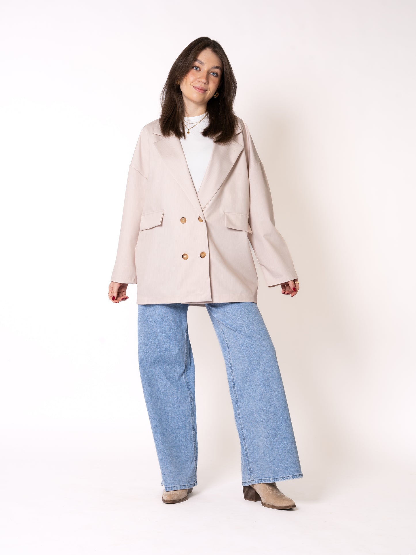 Classy Oversize Blazer - Creme