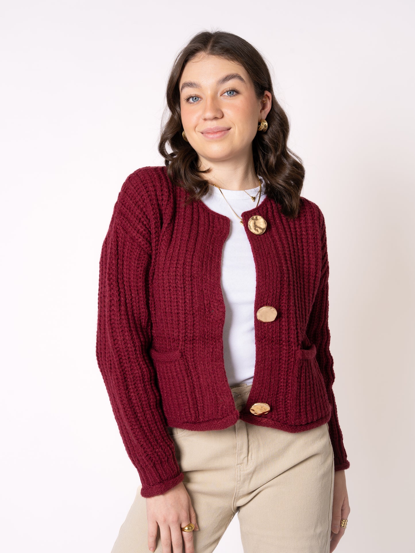 Strickjacke Elena - Bordeaux