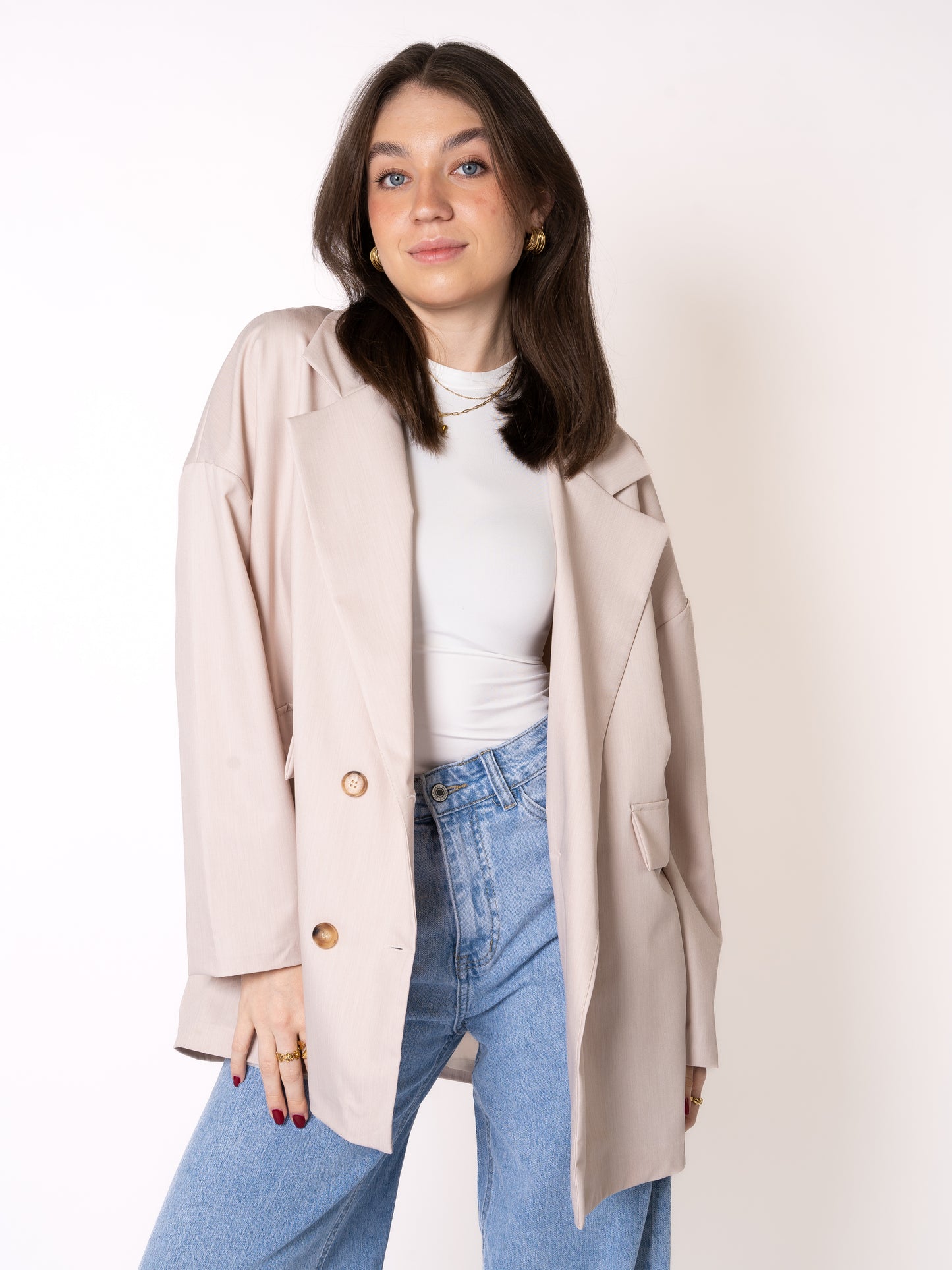 Classy Oversize Blazer - Creme