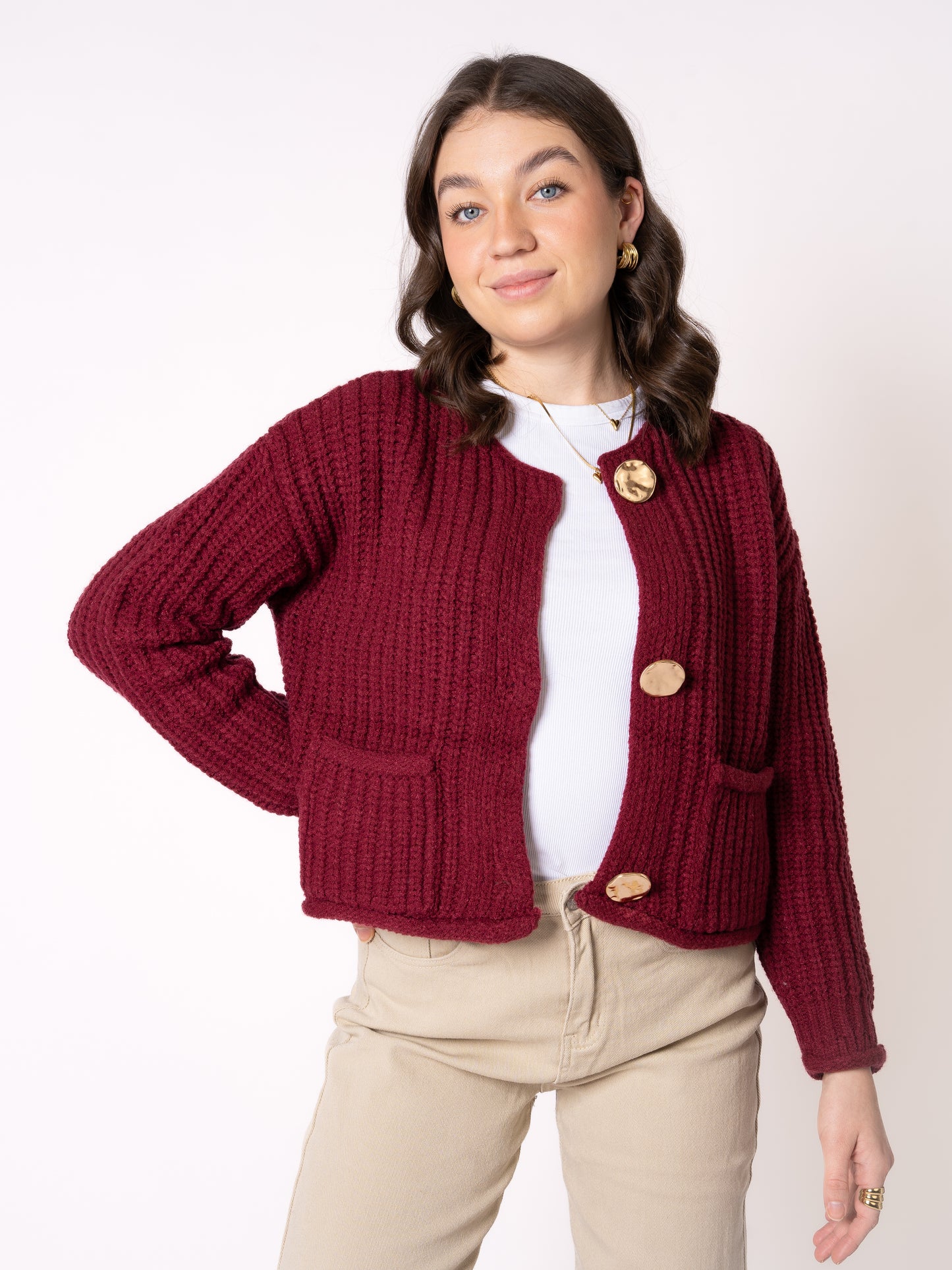 Strickjacke Elena - Bordeaux