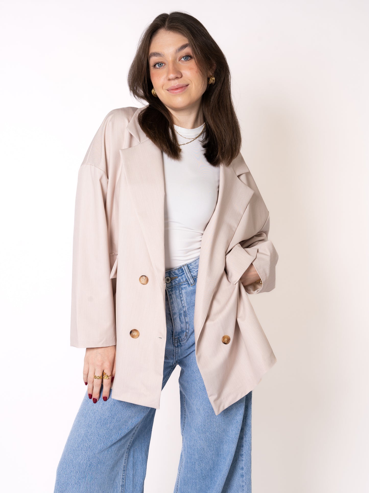 Classy Oversize Blazer - Creme