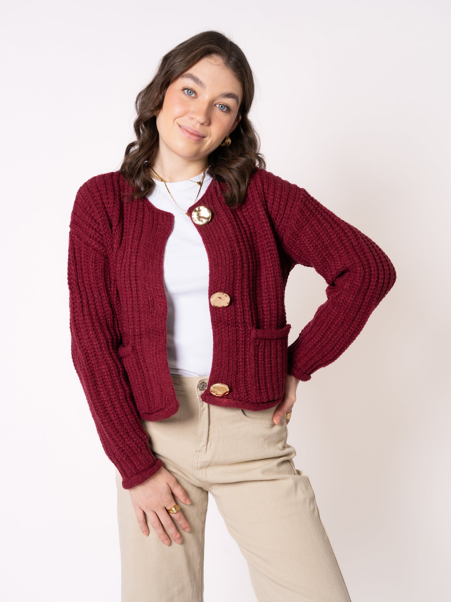 Strickjacke Elena - Bordeaux