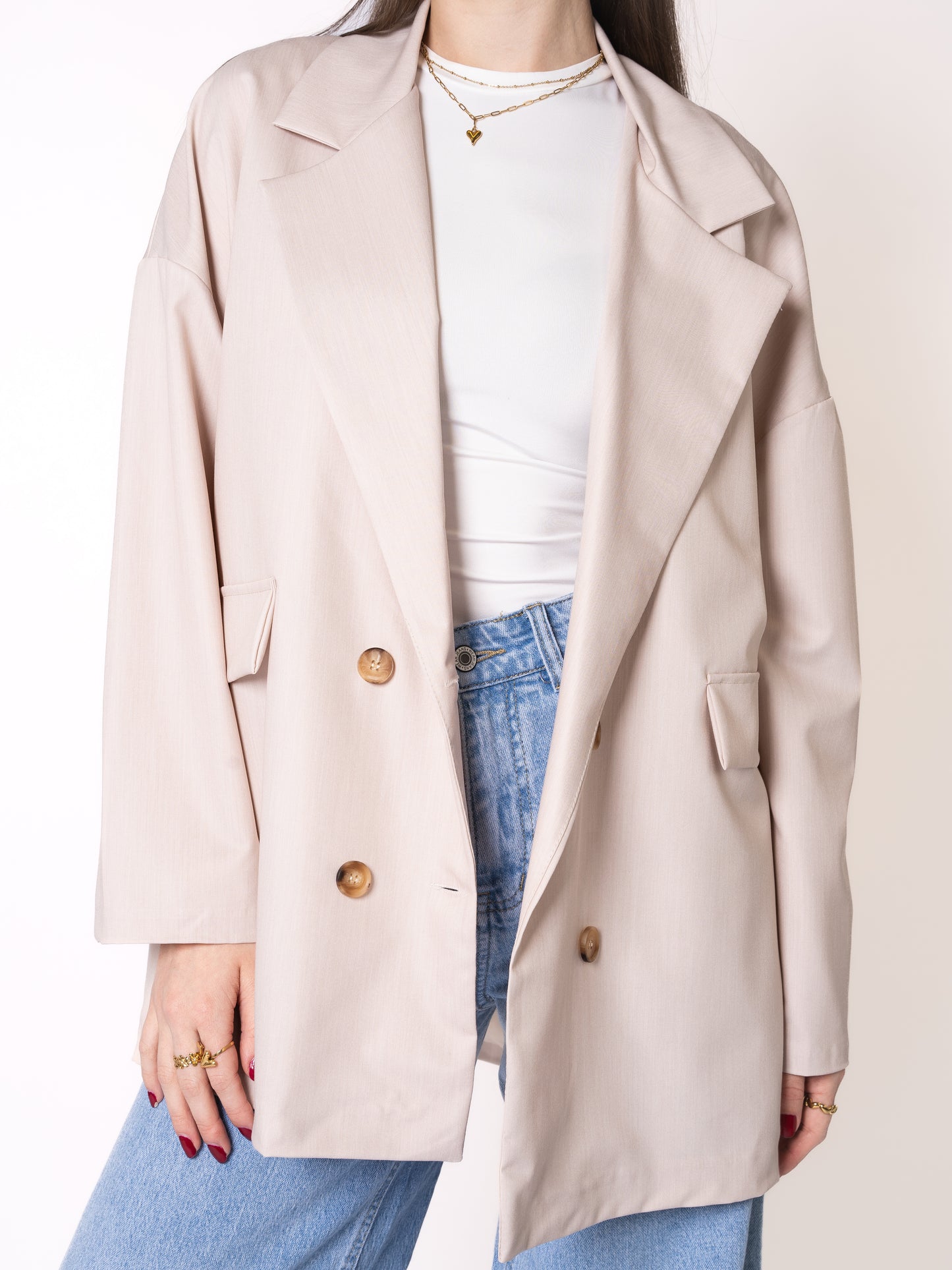 Classy Oversize Blazer - Creme