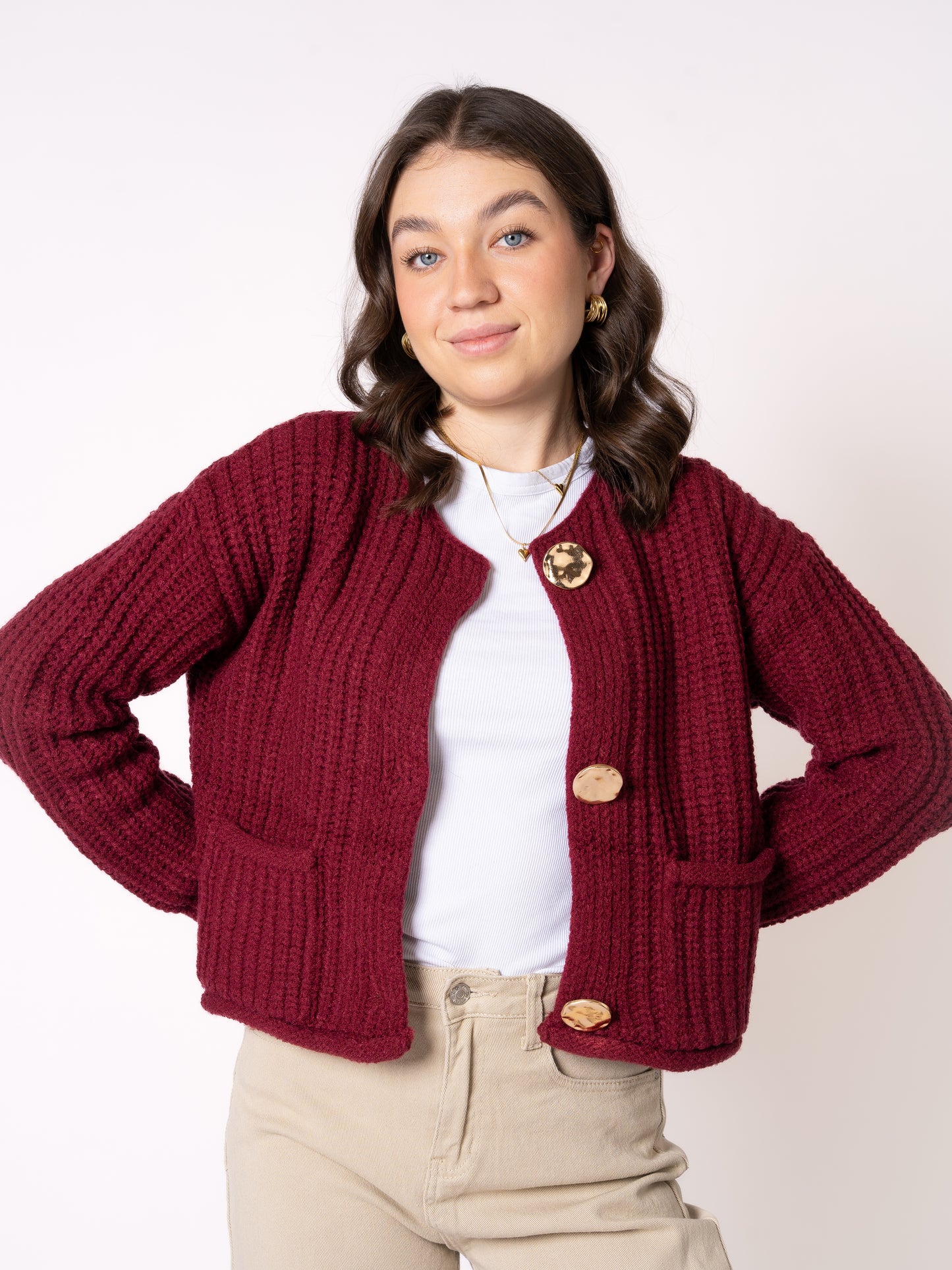 Strickjacke Elena - Bordeaux