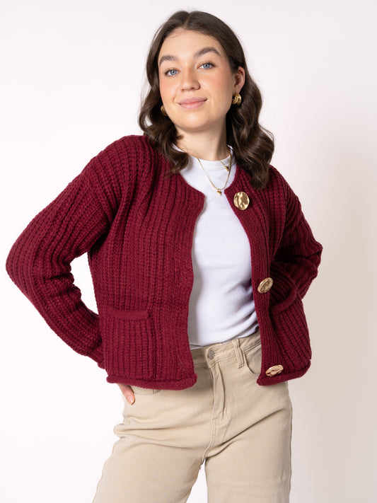 Strickjacke Elena - Bordeaux