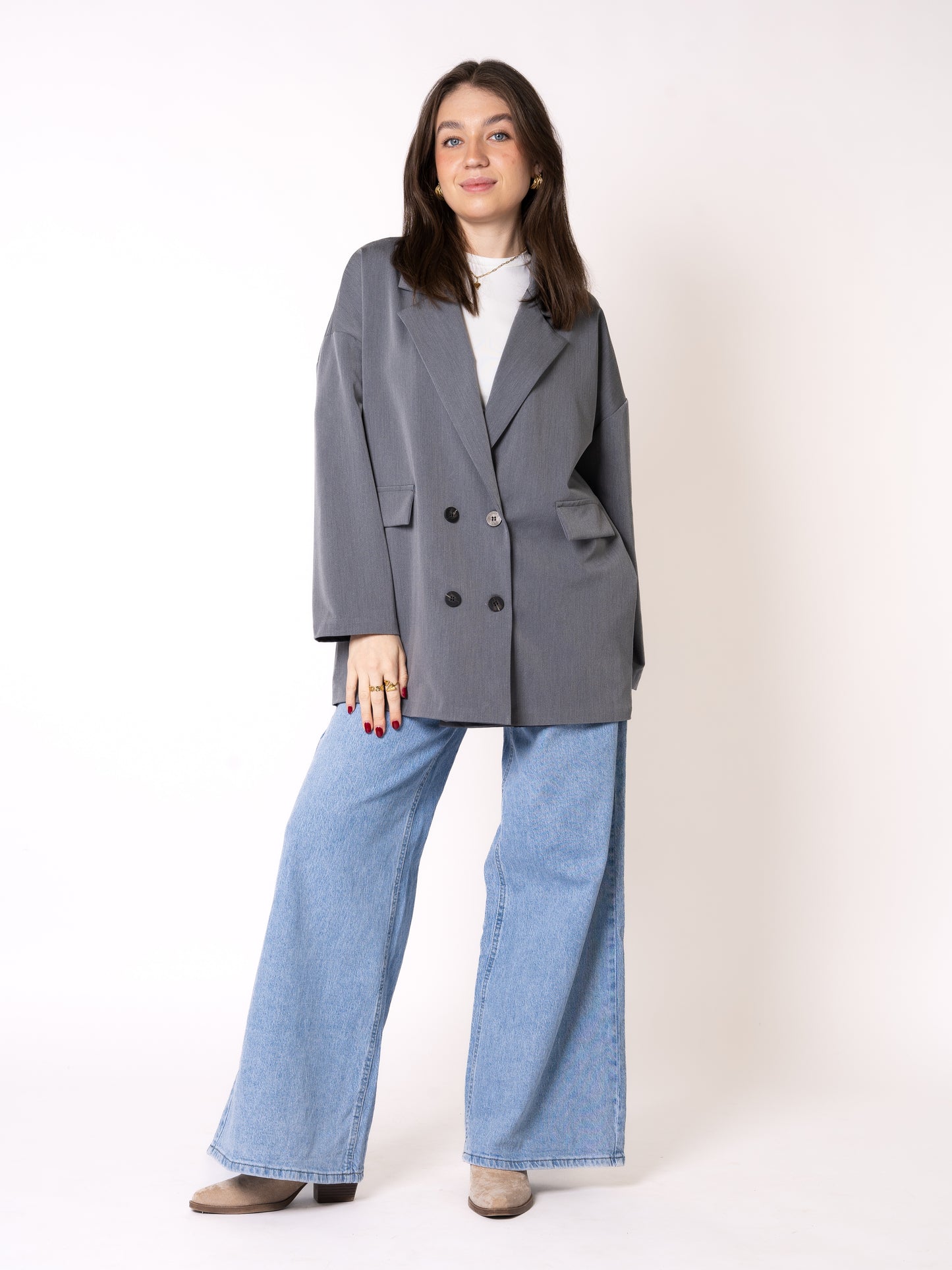 Classy Oversize Blazer - Grau