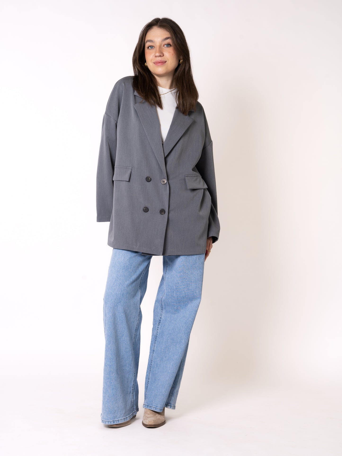 Classy Oversize Blazer - Grau