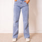 Twisted Waist Straight Leg Jeans - Denim Blue