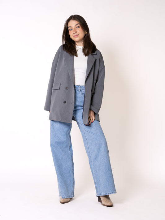 Classy Oversize Blazer - Grau