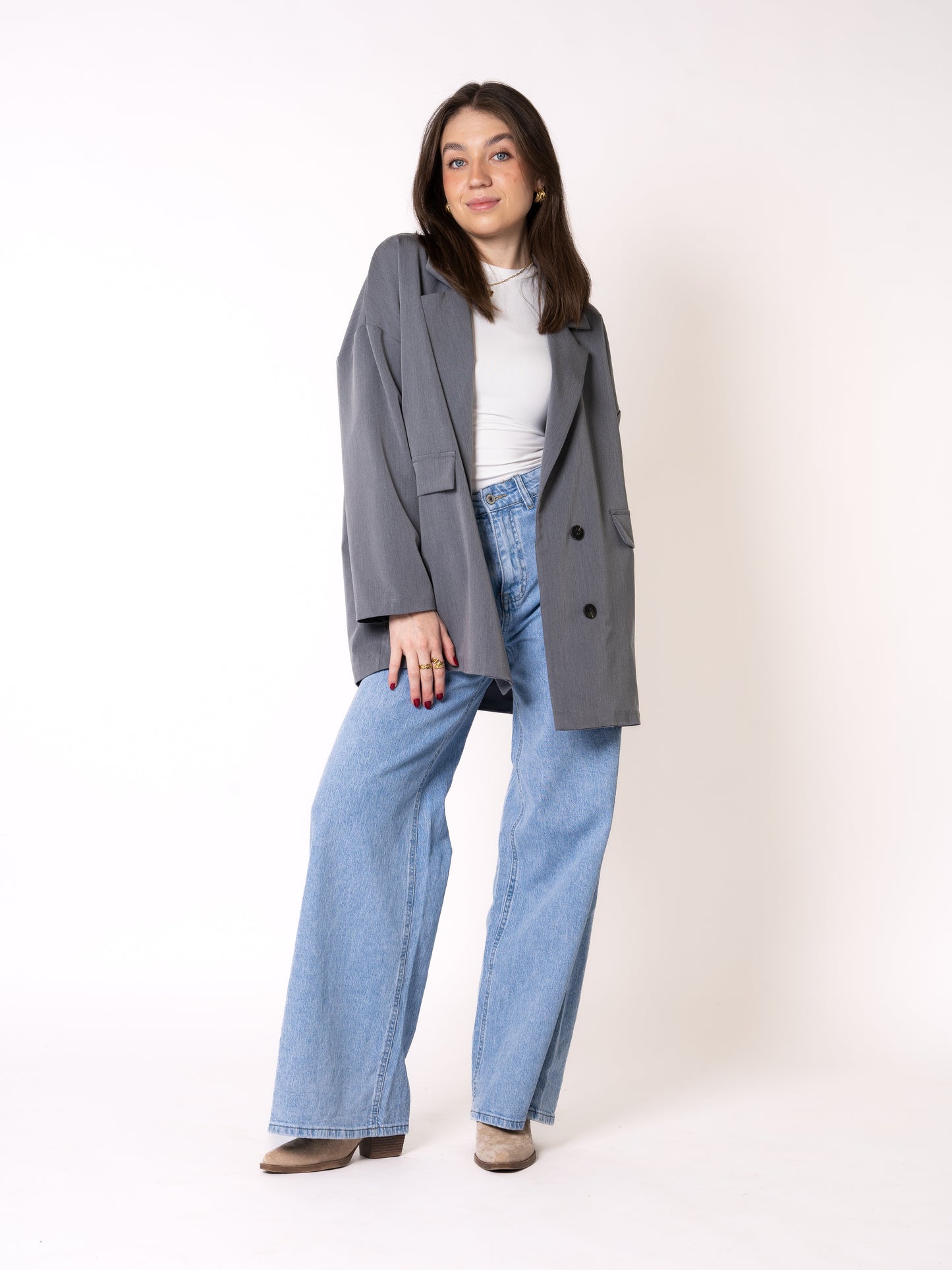 Classy Oversize Blazer - Grau