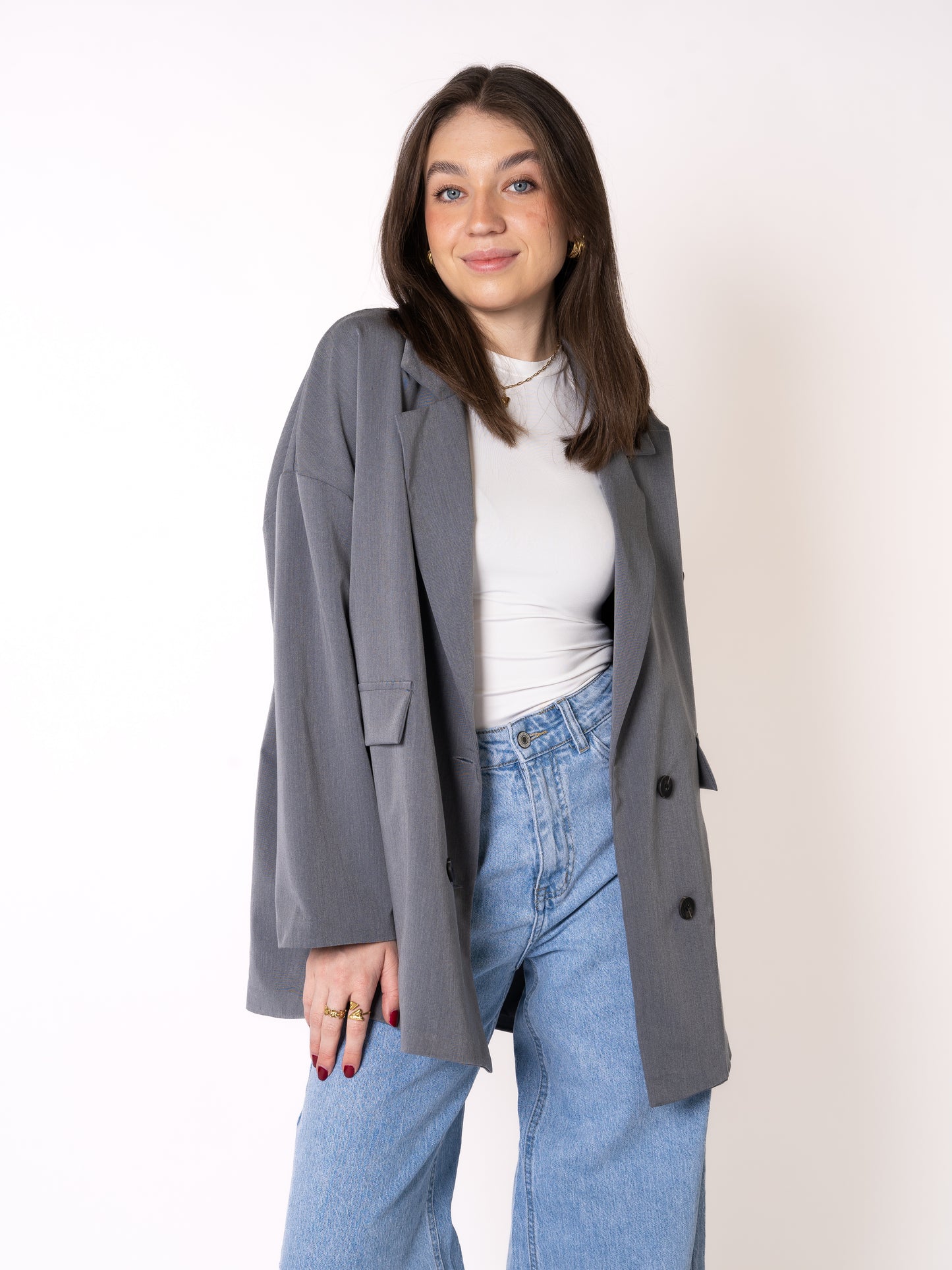 Classy Oversize Blazer - Grau