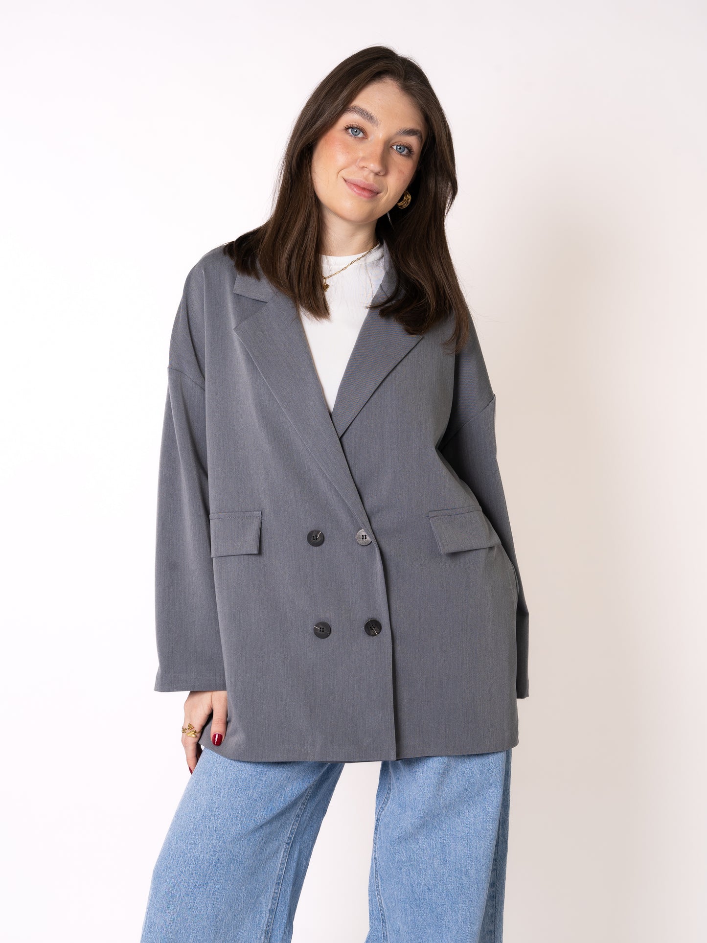 Classy Oversize Blazer - Grau