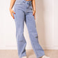 Twisted Waist Straight Leg Jeans - Denim Blue