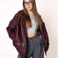 LUCKY DEAL 1214 Oversize Faux Leather Jacket - Bordeaux - vom Umtausch ausgeschlossen  -