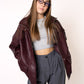 LUCKY DEAL 1214 Oversize Faux Leather Jacket - Bordeaux - vom Umtausch ausgeschlossen  -