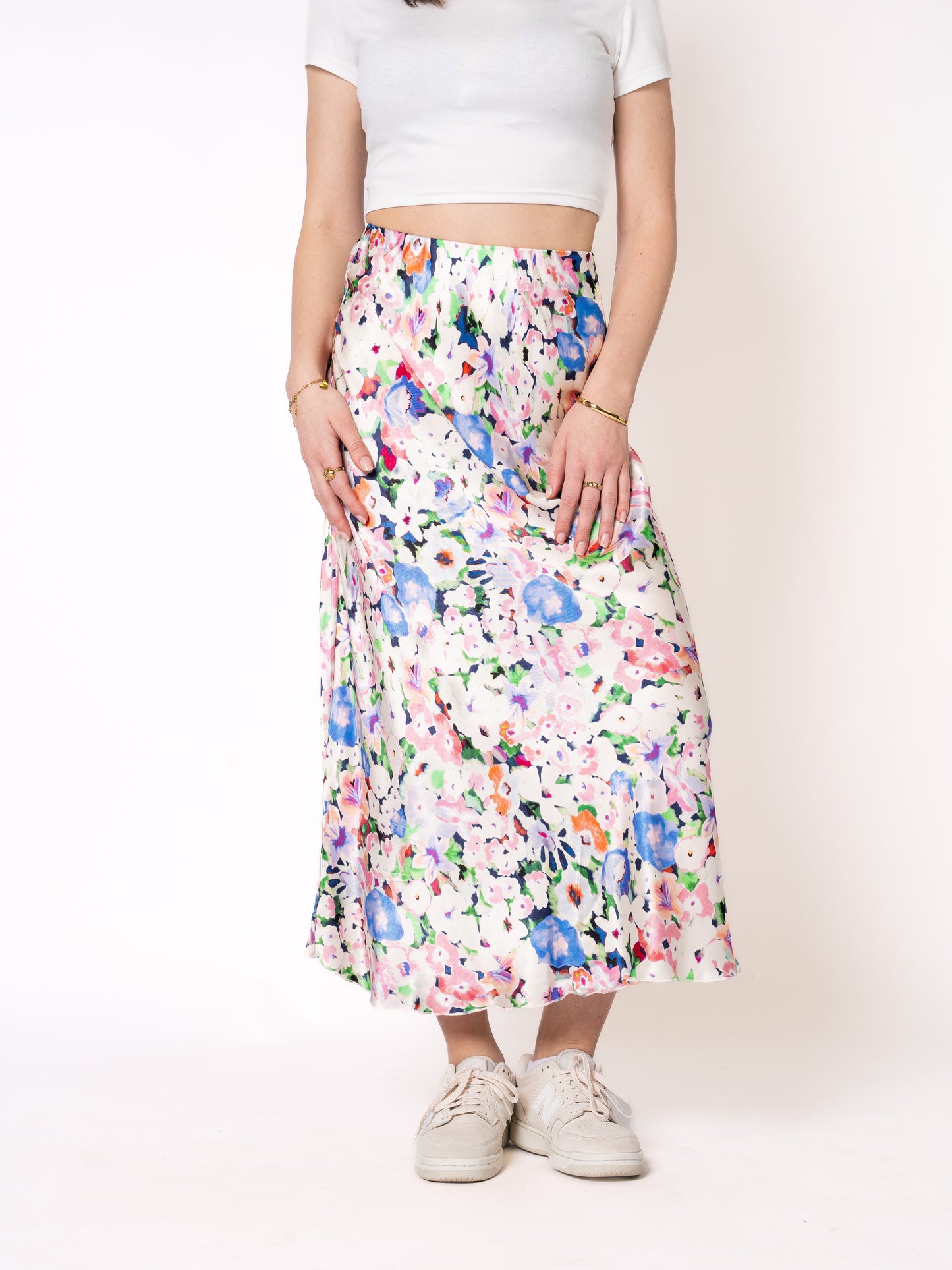 Sleek Midirock Floral - Rosa Blau