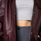 LUCKY DEAL 1214 Oversize Faux Leather Jacket - Bordeaux - vom Umtausch ausgeschlossen  -