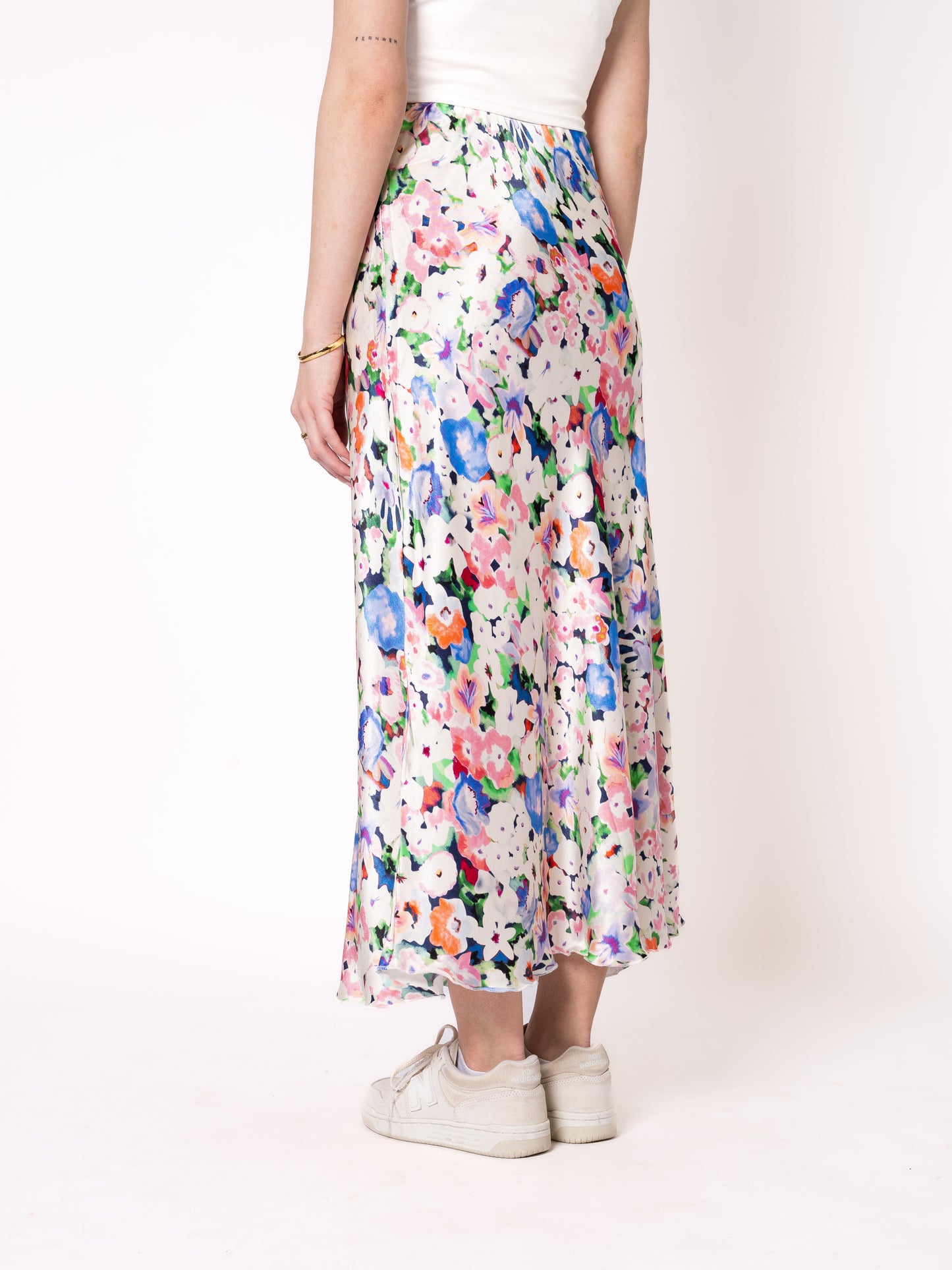 Sleek Midirock Floral - Rosa Blau