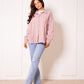 Musselinbluse Bold Stripes - Rosa/Beige