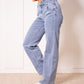 Twisted Waist Straight Leg Jeans - Denim Blue