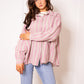 Musselinbluse Bold Stripes - Rosa/Beige