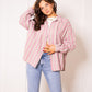 Musselinbluse Bold Stripes - Rosa/Beige