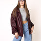 LUCKY DEAL 1214 Oversize Faux Leather Jacket - Bordeaux - vom Umtausch ausgeschlossen  -