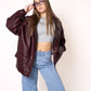 LUCKY DEAL 1214 Oversize Faux Leather Jacket - Bordeaux - vom Umtausch ausgeschlossen  -