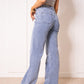 Twisted Waist Straight Leg Jeans - Denim Blue