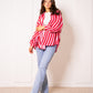 Musselinbluse Bold Stripes - Rosa/Rot