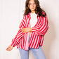 Musselinbluse Bold Stripes - Rosa/Rot