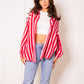 Musselinbluse Bold Stripes - Rosa/Rot