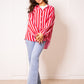 Musselinbluse Bold Stripes - Rosa/Rot