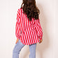 Musselinbluse Bold Stripes - Rosa/Rot