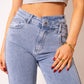 Twisted Waist Straight Leg Jeans - Denim Blue