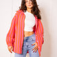 Musselinbluse Bold Stripes - Pink/Orange