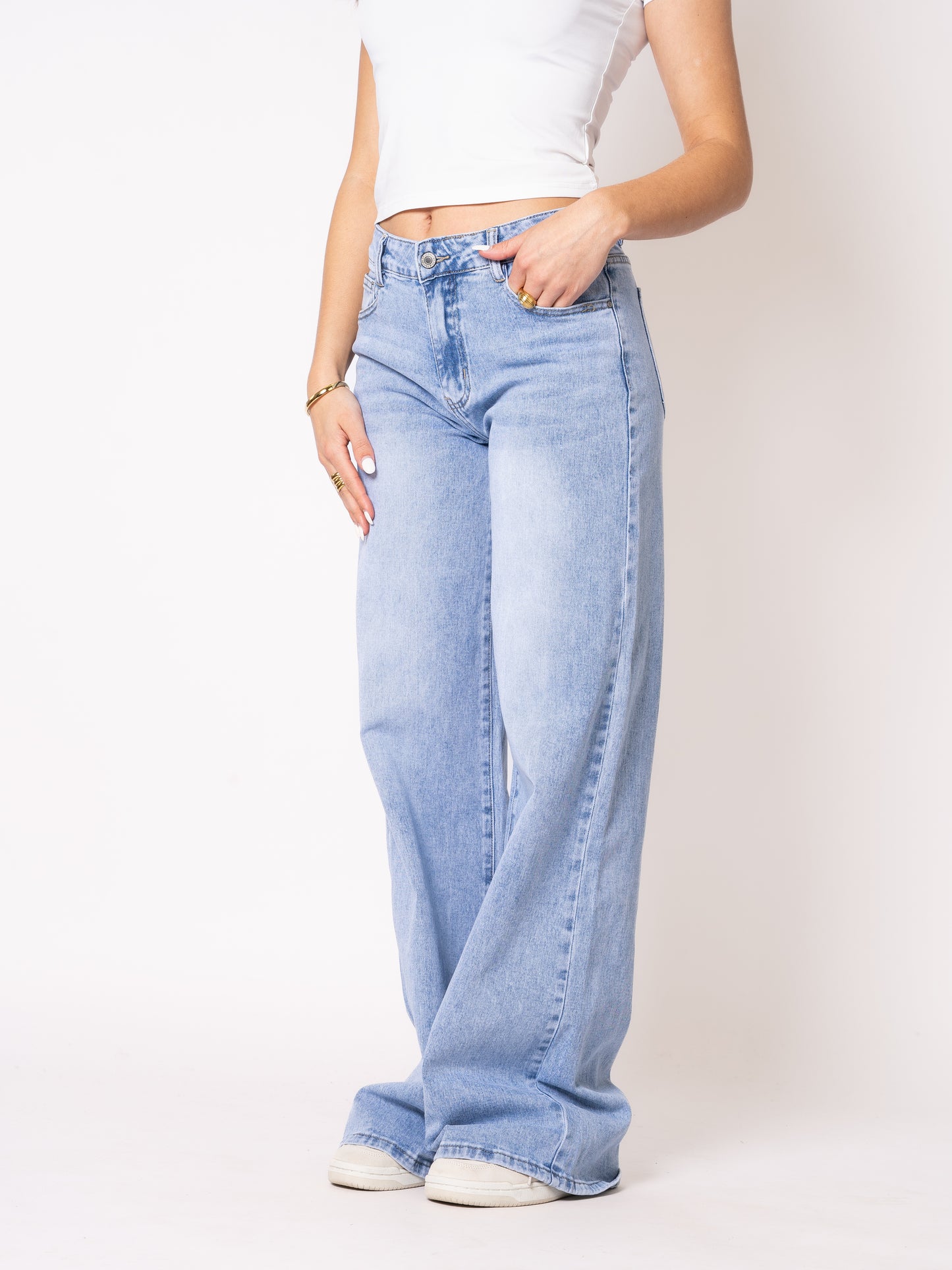 Tall | Mid Waist Extra Long Wide Leg Jeans - Denim Blue