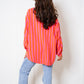 Musselinbluse Bold Stripes - Pink/Orange