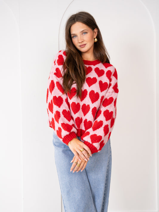 Full of Love Strickpullover - Rosarot