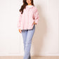 Musselinbluse Bold Stripes - Rosa/Weiß